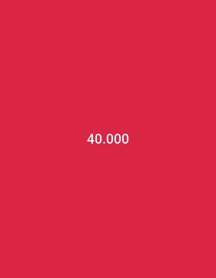The image shows the number "40.000" in white text against a solid red background. There are no other objects, people, or environmental details present in the image. The location in Lhokseumawe, Indonesia, is not discernible from the image itself.