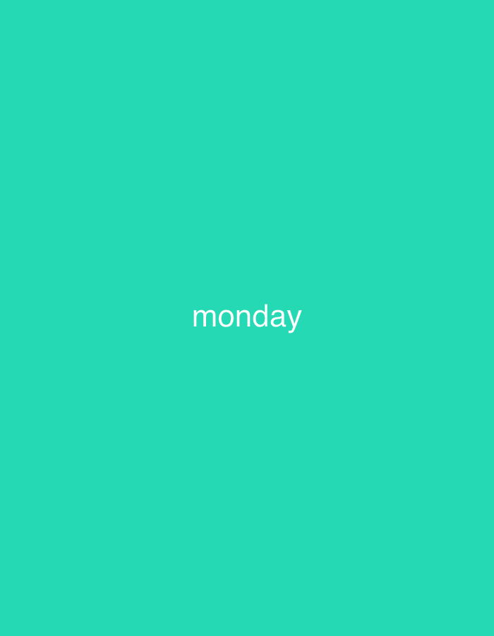 The image is a simple graphic with a solid teal background. Centered in the image, towards the bottom, is the word "monday" in white, lowercase text. There are no people, objects, actions, or interactions depicted in the image. The image does not provide any information about the city of Cirebon, Indonesia.
