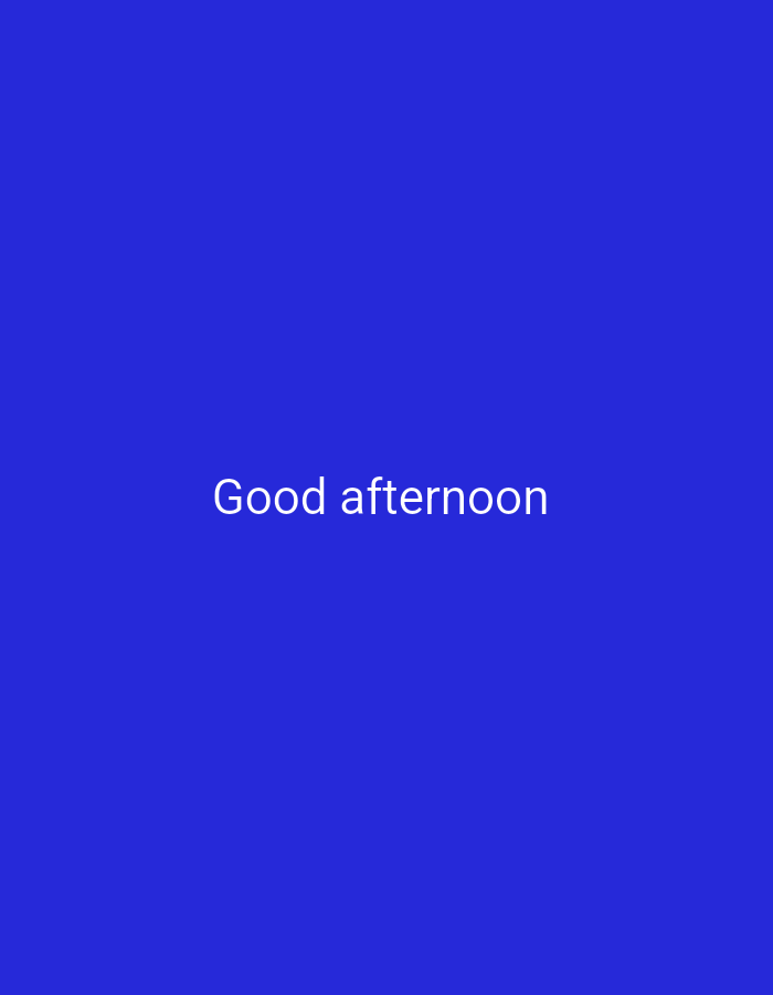 The image shows the text "Good afternoon" centered on a solid blue background. There are no people, objects, or environmental features visible in the image. The location in the city of Zarafshan, Uzbekistan is not discernible from the image.