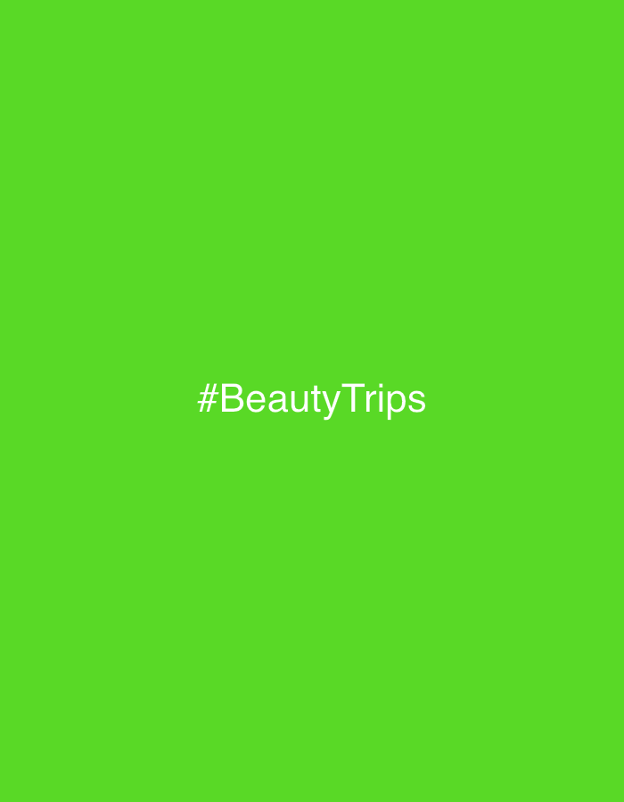 The image is a plain, bright green background with white text centered horizontally. The text reads "#BeautyTrips". The image does not depict any specific location in the city of Дачное, Russia.