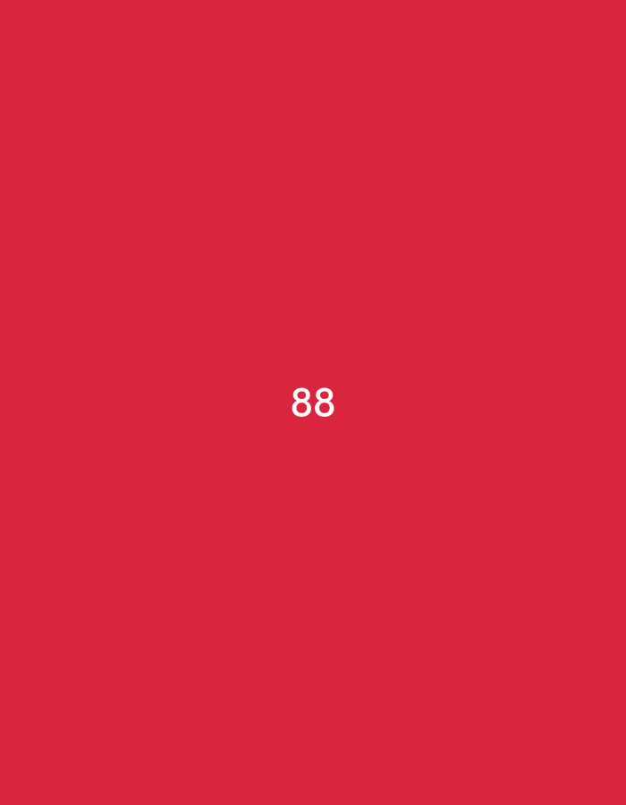 The scene, purportedly located in Pokrovnik, Bulgaria, consists of a solid, uniform red background. Centrally positioned within this red field is the white numeral "88", rendered in a sans-serif typeface. No other subjects, objects, people, or environmental features are present.