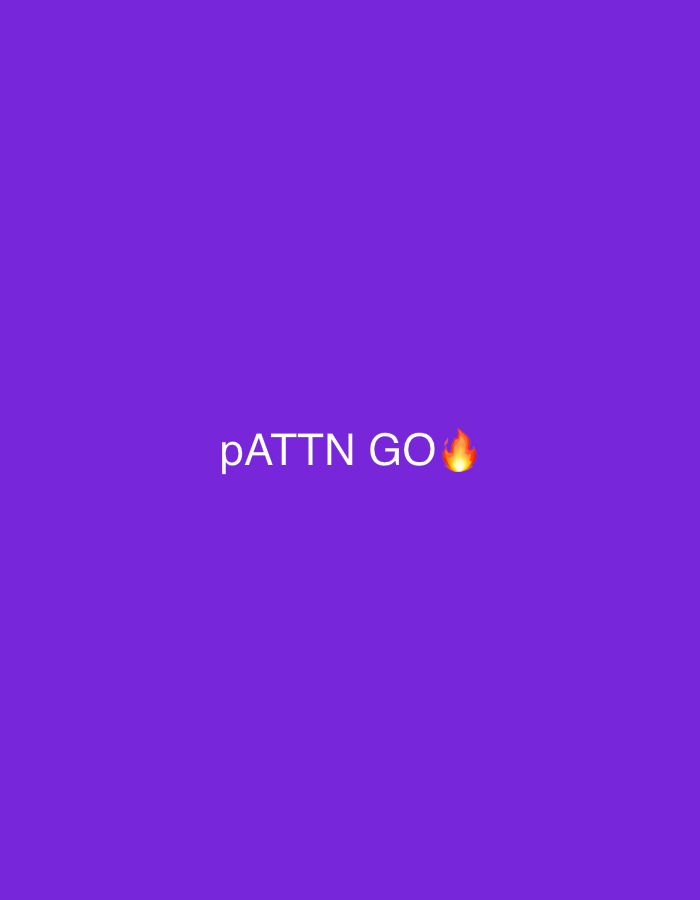 A meme-like image displays the text "pATTN GO" in white, capitalized letters, with a small fire emoji to the right of the text. The background is a solid, vibrant purple. This image has no discernible connection to the city of Ulyanovsk, Russia, or any specific location.