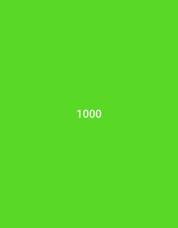 The image is a solid bright green background with the number "1000" written in white, centered horizontally and slightly below the vertical center of the frame.
