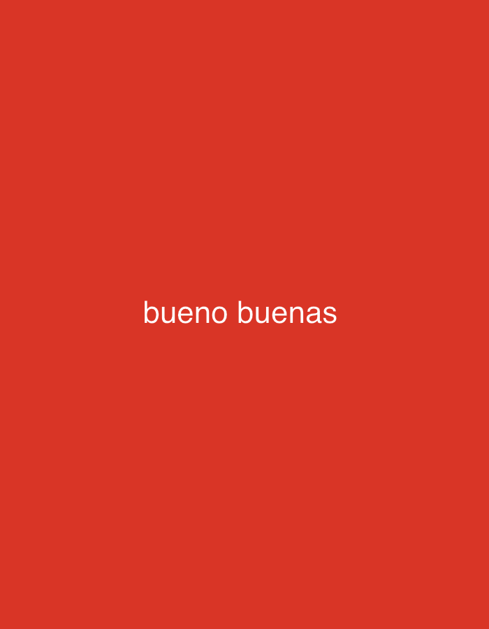 The image displays white text set against a plain, solid red background. There are no discernible people, objects, or specific scenes within the frame. No activity or event is depicted. The background is a uniform, vibrant shade of red. The text is horizontally centered. No visible cues in the image indicate the time of day, weather conditions, or a specific physical location like Santa Ana, Venezuela, despite the provided context. The visible text reads "bueno buenas" in a simple, sans-serif, lowercase font.