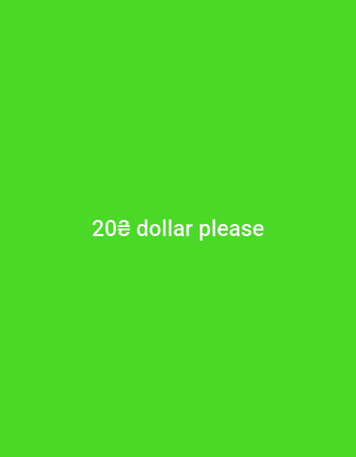 The image is a plain green background with white text in the center that reads "20€ dollar please". There is no discernible connection to Dobra Krynytsia, Ukraine, as the image is a digital graphic and not a photograph of a real-world location. There are no people, subjects, objects, actions, interactions, or environmental details present in the image beyond the text and background.
