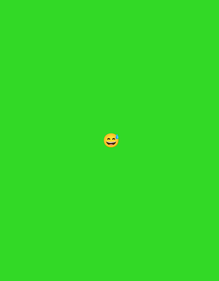 A single emoji, specifically a sweating smiley face, is centered on a bright green background. The emoji is yellow with closed eyes, an open mouth, and a droplet of sweat on its forehead. The background is uniformly green, indicating it may be a digital image or a composite with a green screen. There is no discernible location in the city of Pushkino, Russia, or any other environmental details. The image is devoid of people, actions, or interactions.