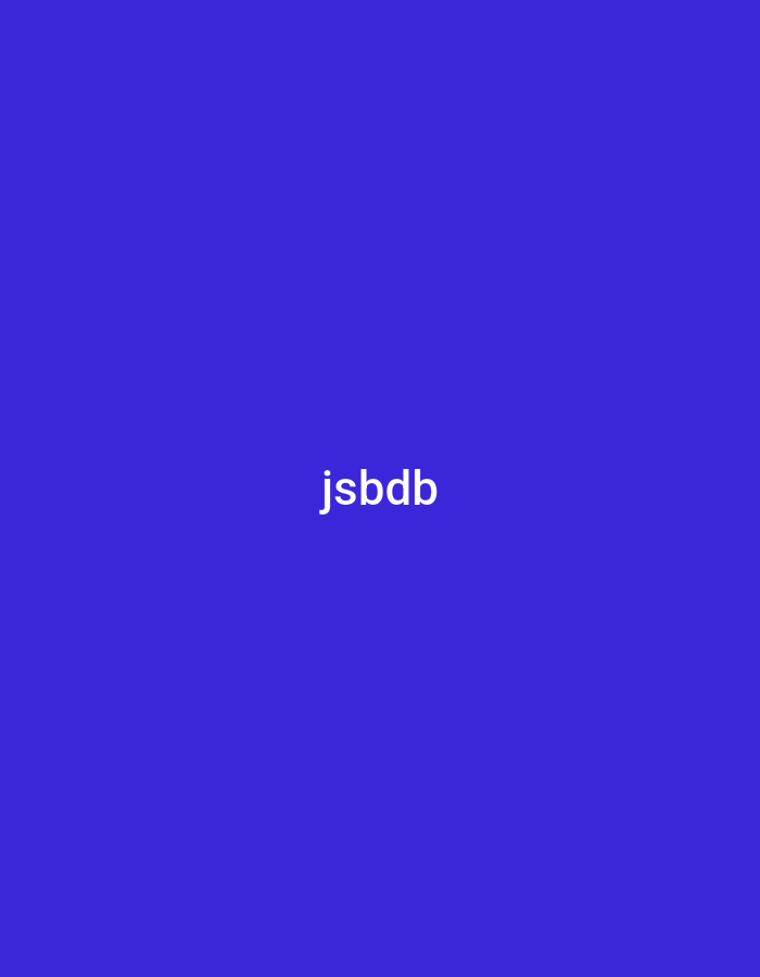 The image displays a solid, untextured background rendered in a vibrant royal blue hue. Centrally positioned and slightly below the vertical midline is the single word "jsbdb," presented in white, sans-serif lowercase letters. There are no people, objects, actions, or environmental elements visible beyond the text and its background. The scene is abstract, presenting no identifiable physical location within the city of Unknown, Unknown.