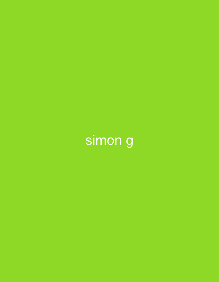 The image shows the text "simon g" in white font, centered on a chartreuse background. There are no other elements or details present in the image. There is no context to place this image in Stara Zagora, Bulgaria, or any other location.