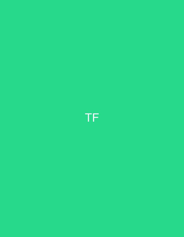 The image displays a plain, solid green background. Centered horizontally and vertically within this green field are the capital letters "TF" rendered in white, sans-serif font. There are no other visible subjects, objects, people, actions, or interactions depicted. The visual content of the image offers no identifiable environmental details, architectural features, geographical markers, or cultural cues that would indicate a specific location, including the city of Casablanca, Morocco.