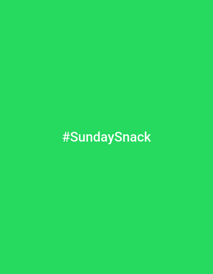 The image is a plain green background with white text in the center that reads "#SundaySnack". There is no discernible location in the city of Varna, Bulgaria, nor any people, subjects, objects, actions, or interactions.