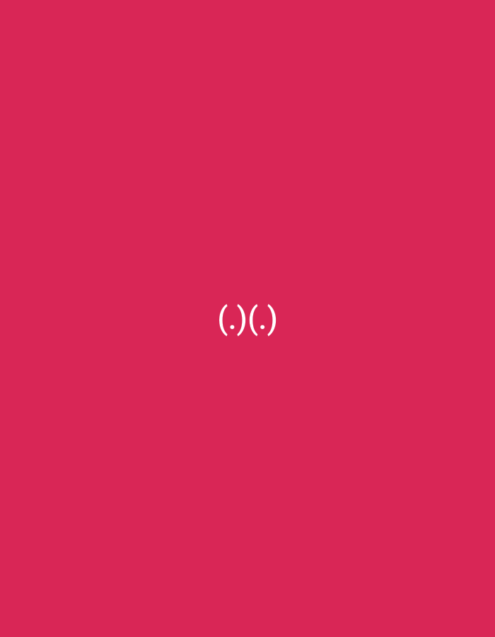 The image is a simple, minimalist design on a solid pink background. Centered in the frame are two pairs of parentheses with a dot in the middle of each, forming the emoticon "(.)(.)". The parentheses and dots are rendered in white. The image is framed in a way that suggests it is a graphic or a logo, rather than a photograph of a real-world scene. There is no indication of time of day, weather, or specific location. The emotion conveyed, if any, is through the interpretation of the emoticon, which can be seen as a simplified representation of eyes or breasts. There is no other text visible in the image.