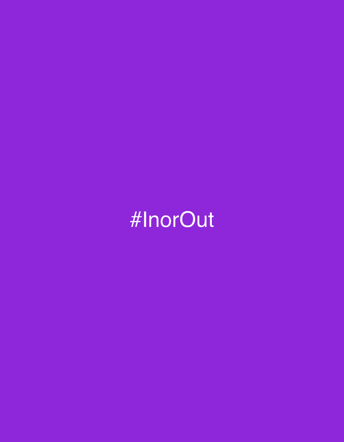 A hashtag is displayed in white text against a solid purple background. The text reads "#InorOut" and is centered on the image. The location in Chaikovsky, Russia, is not discernible from the image.