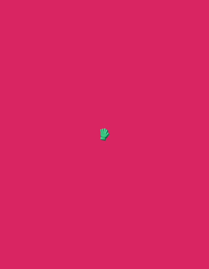 A green emoji of a glove is centered on a bright pink background. The image is a solid color with no other discernible features or context, making it impossible to determine its location in Moscow, Russia, or any other specific details about people, objects, actions, or interactions.