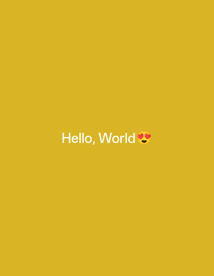 The image is a plain, yellow background with the text "Hello, World" in white font in the center. To the right of the text, there is a smiley face emoji with heart-shaped eyes. There is no information within the image to suggest a location in Saint Petersburg, Russia.