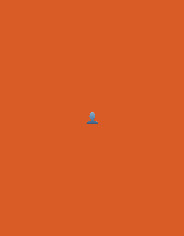 The image displays a solid, uniform background of a deep orange hue. Centered within this monochromatic field is a single, small, stylized blue silhouette of a human figure. The figure depicts a head and shoulders, rendered with smooth, rounded contours and a subtle gradient that lightens towards the top of the head. There are no other subjects, objects, actions, or environmental details present. The minimalist composition offers no visual cues to determine a specific geographic location, such as Santa Ana, Venezuela.