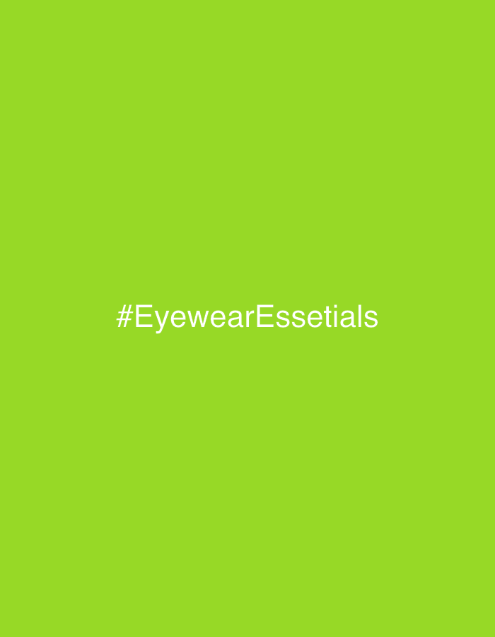 A light green background with the white text "#EyewearEssentials" centered on the image.