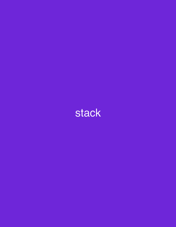 A text overlay that reads "stack" is centered on a solid purple background.
