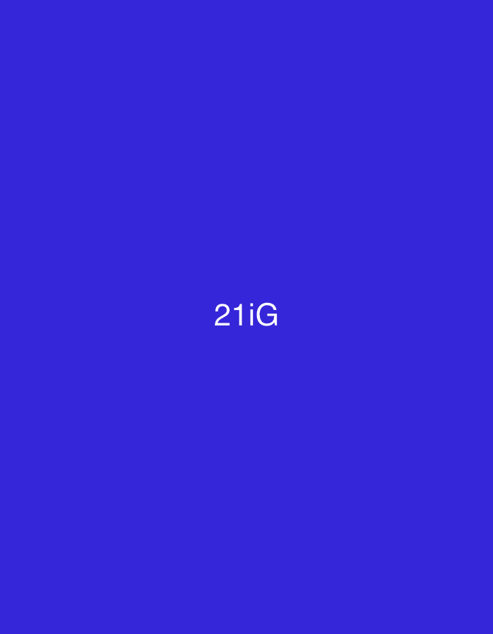 The image displays a solid royal blue background with the white alphanumeric text '21iG' centrally positioned. No other subjects, objects, or environmental details are visible within the frame. This graphic is presented in the context of the city of Dar Bouazza, Morocco.