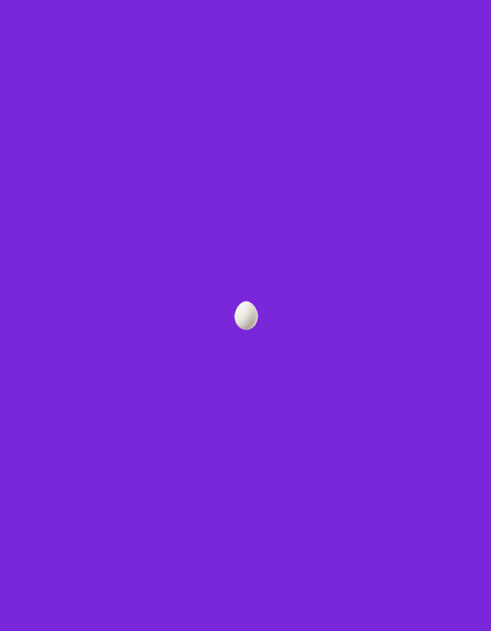 The image is a close-up shot of a white egg against a solid purple background. The egg is positioned in the center of the frame, appearing to be the sole subject of the photograph. It is a standard-sized chicken egg, with a smooth, opaque shell. The lighting suggests a studio setting, with soft illumination that highlights the egg's texture and form. There are no discernible shadows or environmental cues that would indicate a specific time of day, weather conditions, or location. The overall composition is minimalist and abstract, focusing solely on the object itself. No people are visible, and no text is present in the image. The purple background is a uniform hue, providing a stark contrast to the white egg. The context of Moscow, Russia, does not appear to be relevant to the visual content of the image.