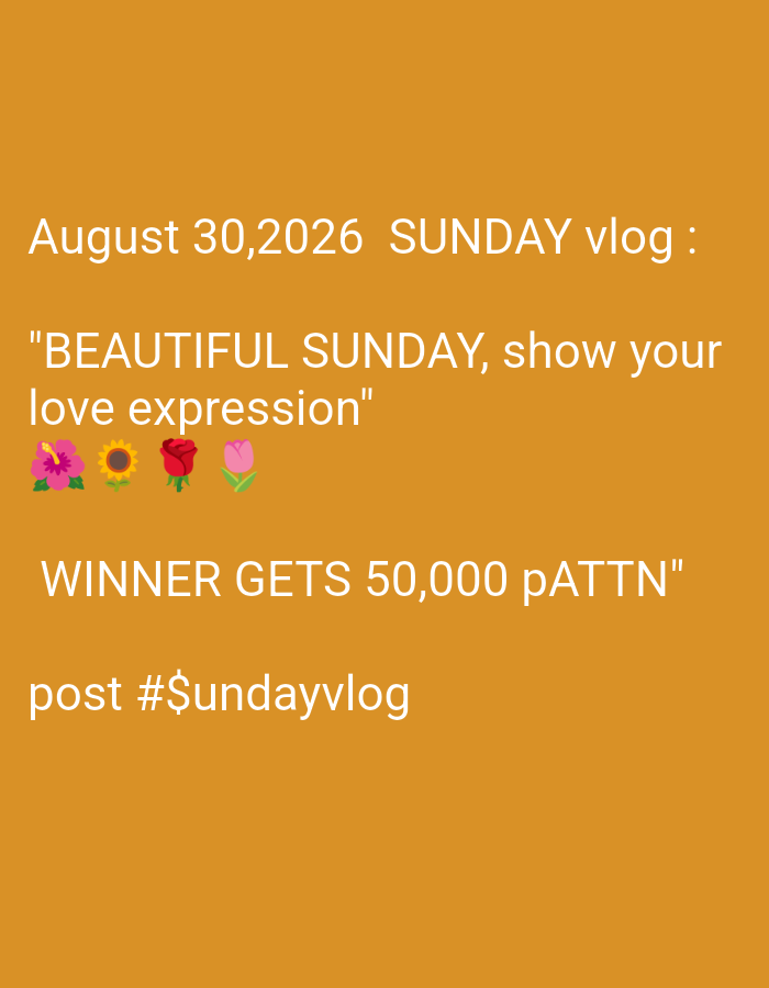 The image contains text overlayed on an orange background. The text reads "August 30, 2026 SUNDAY vlog : "BEAUTIFUL SUNDAY, show your love expression" with flower emojis, "WINNER GETS 50,000 pATTN" and "post #$undayvlog". There is no information about the city of Kesamben, Indonesia, or any people, subjects, objects, actions, interactions, or environment related to it.