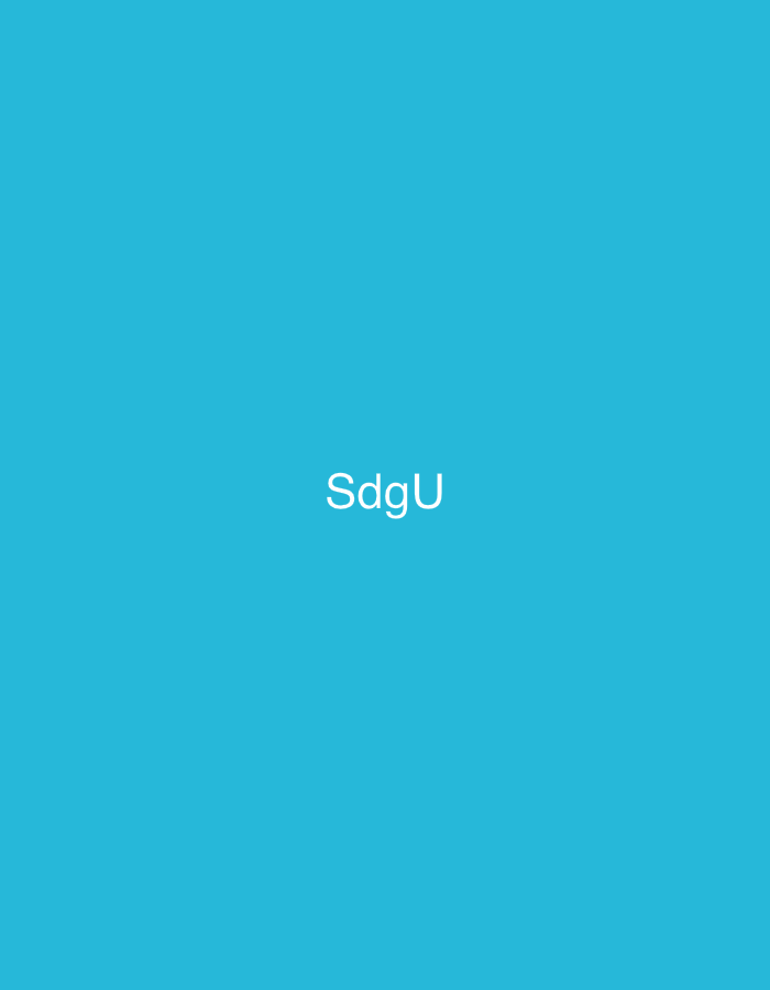 The scene displays a plain, vibrant cyan-blue background. Centrally positioned on this background is the white text 'SdgU'. No discernible environmental features, individuals, or additional objects are present within the image frame. This depiction is situated in the city of Casablanca, Morocco.