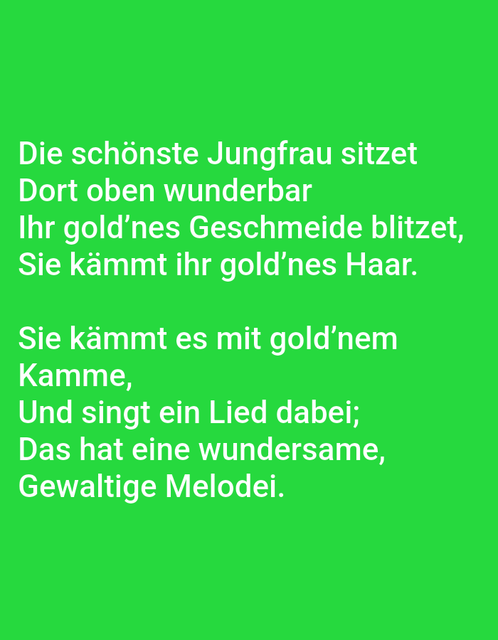 The image displays a green background with white text in German. The text appears to be a poem. There are no visible elements in the image that suggest a location in Tallinn, Estonia, or any specific city. The scene is purely text-based and lacks any contextual visual information.