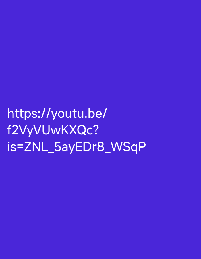 The image shows a portion of a solid purple background. In the lower-left quadrant of the image, white text is displayed, forming a URL. The text reads "https://youtu.be/ f2VyVU wKXQc? is=ZNL_5ayEDr8_WSqP". The image does not depict any scene within the city of Neapoli Municipal Unit, Greece, nor does it contain any people, subjects, objects, actions, or interactions.