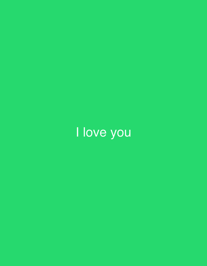 The image is a solid green background with the white text "I love you" centered horizontally and located in the lower portion of the frame. There are no discernible elements related to the city of Kazan, Russia, or any specific environmental details beyond the color.