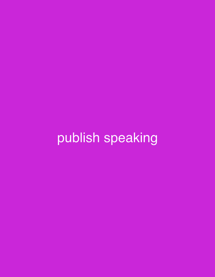 The image is a plain purple background with white text in the center that reads "publish speaking." There is no indication of location in Gempol, Indonesia or any other geographical context.
