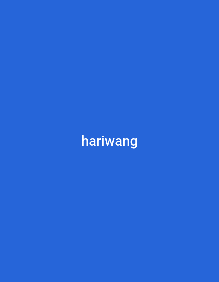 The image displays the word "hariwang" centered on a solid blue background. The text is white and appears to be in a sans-serif font. There are no other discernible objects, people, or environmental details present in the image.