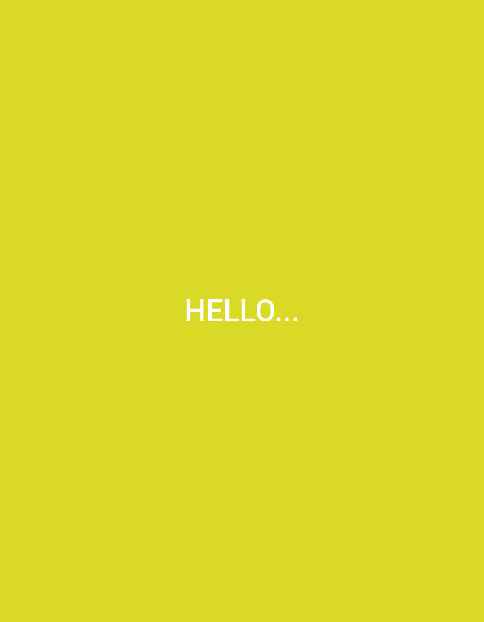 A still image features the word "HELLO..." in white, sans-serif font, centered horizontally and slightly above the vertical center of a vibrant yellow background. The background is a solid, uniform color with no discernible features, suggesting a digital display or a plain wall. No other objects, people, or environmental details are present.
