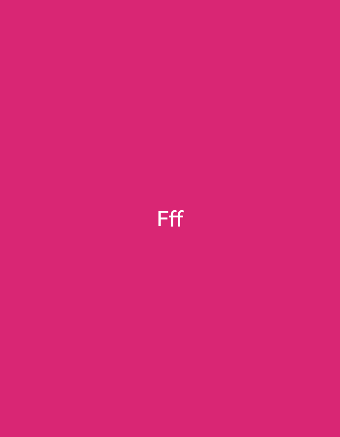 The image shows the letters "Fff" in white against a solid magenta background.