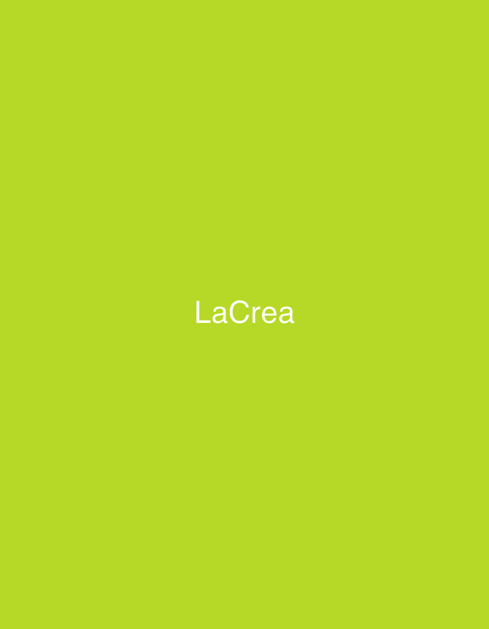 The image displays the word "LaCrea" in white text against a solid light green background. There are no people, objects, actions, interactions, or identifiable environmental elements suggesting a location in the city of A Coruña, Spain.