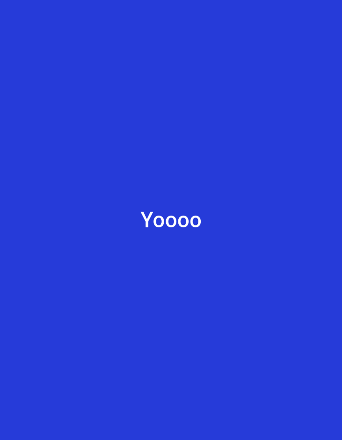 The image is a solid royal blue background with the word "Yoooo" written in white, centered horizontally and in the lower half of the frame.