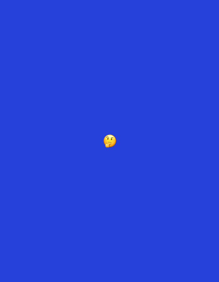The image displays an abstract digital composition dominated by a uniform, solid royal blue background. Centrally positioned within the frame is a single standard yellow thinking face emoji, depicted with downturned eyebrows, wide eyes, and a hand with an index finger or thumb resting on its chin, conveying contemplation or thought. There are no other subjects, objects, people, actions, interactions, or discernible physical environment elements present. The image provides no visual information to indicate a specific real-world geographical location, such as the city of Santa Ana, Venezuela, or any other city or country.