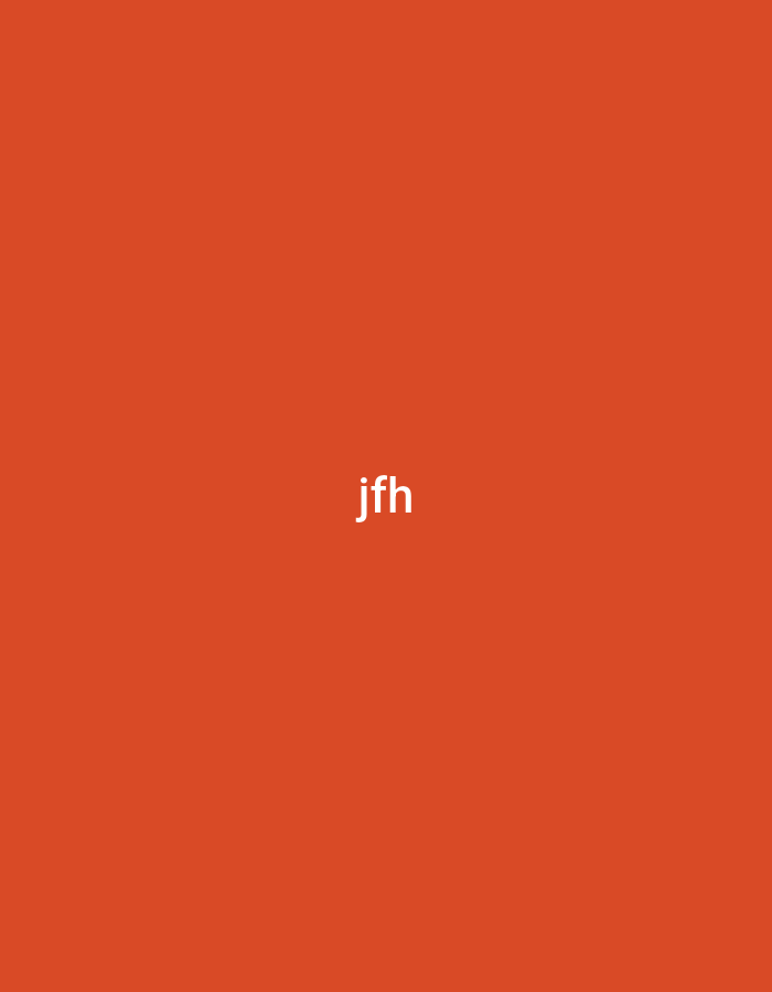 The image displays a uniform reddish-orange background. Two instances of the white, lowercase text "jfh" are visible. One "jfh" is centered horizontally near the top edge of the image. The second "jfh" is centered both horizontally and vertically on the image. The image is a digital graphic and does not depict a physical scene, people, subjects, objects, actions, interactions, or an environment, nor does it provide any visual information to determine a specific geographical location such as Yerevan, Armenia.
