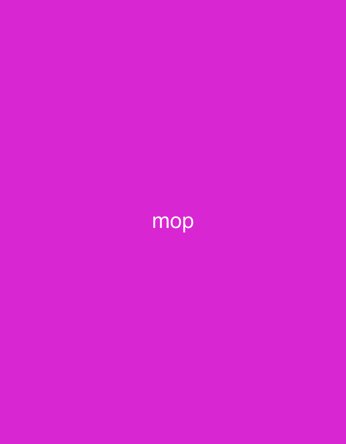 The image features a solid, vibrant magenta background. Centered horizontally and slightly above the vertical midpoint, the word "mop" is displayed. The text is rendered in white, sans-serif font, and is oriented upside down. No other subjects, objects, or environmental details are present in the frame. The image depicts no discernible activity or event, serving primarily as a visual display of text on a colored background.