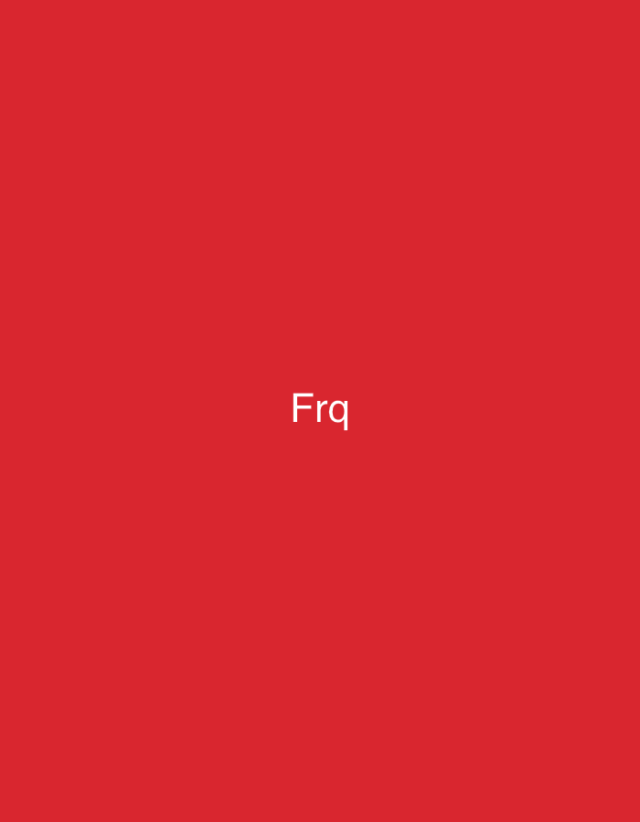 The image displays a solid, uniform red background. In the lower-center portion of the frame, the white sans-serif text "Frq" is visible. No discernible environmental features, specific location markers, individuals, objects, actions, or interactions are present within the image. The visual content provides no information to indicate a location in the city of Casablanca, Morocco, or any other specific geographic context.