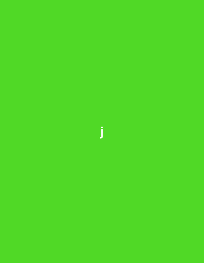 A green background with the lowercase letter "j" in white at the center.