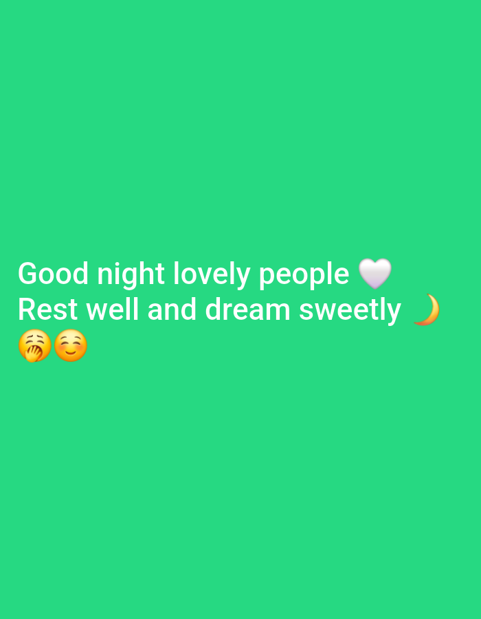 The image is a green background with the text "Good night lovely people" and "Rest well and dream sweetly" in white. A white heart emoji is placed after "people," and a crescent moon emoji follows "sweetly." There are two face emojis, one with hands on the cheek and another smiling face, placed before "Rest well." There is no indication of Altdorf, Germany.