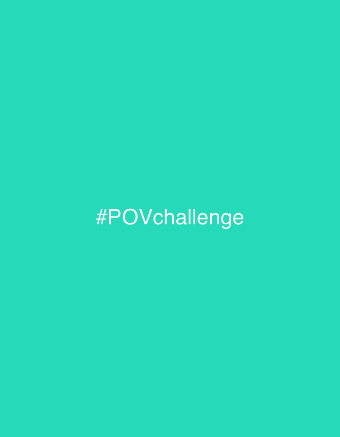 The image is a solid teal background with white text in the center that reads "#POVchallenge". There is no discernible location in the city of Korobovo, Russia, nor are there any people, subjects, objects, or actions depicted. The scene is entirely virtual and consists of text overlaid on a colored background.