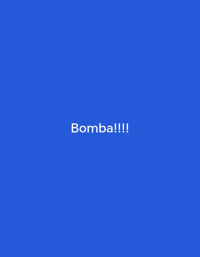 The image is a screen capture of a social media post, showing the word "Bomba!!!!" in white text against a solid blue background. There is no discernible location in Bishkek City, Kyrgyzstan, or any other specific environmental details present in the image. The content is purely text-based and lacks any visual information that could be used for forensic analysis or location identification.