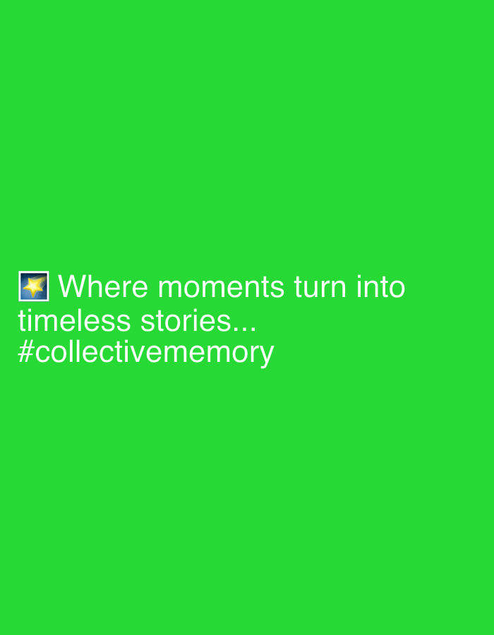 The image is a green background with the text: "🌠 Where moments turn into timeless stories... #collectivememory". There is no visible information regarding the location in the city of Krasnodar, Russia, or any other details.