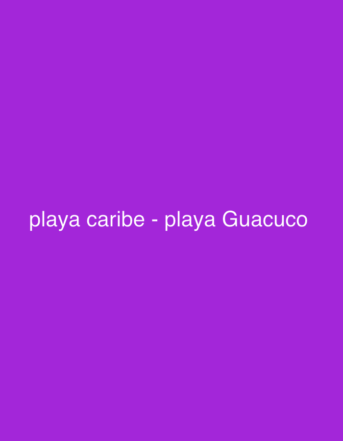 The image displays white text centered horizontally on a solid purple background. The text reads "playa caribe - playa Guacuco" in lowercase letters. No other subjects, objects, or activities are visible. The image appears to be a digital graphic or a placeholder with text rather than a photograph of a scene. The text refers to two beaches, Playa Caribe and Playa Guacuco, both well-known locations on Margarita Island in Venezuela, aligning with the provided location context of Venezuela. There are no details indicating time of day, weather, or specific emotions.