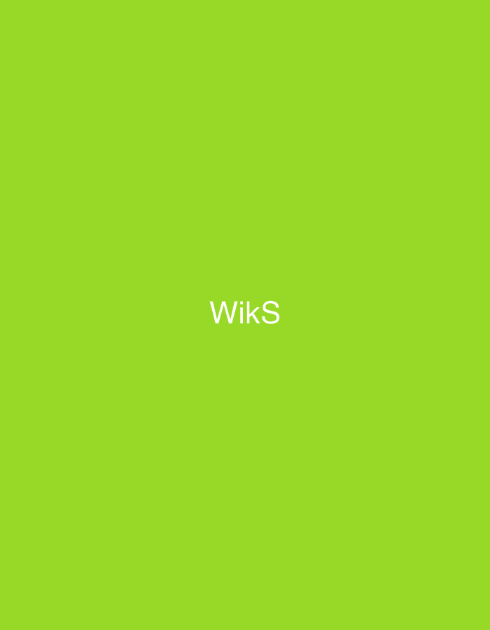 The image, originating from the city of Casablanca, Morocco, displays a uniformly flat field of vibrant lime green color. Centrally positioned and slightly below the vertical midpoint of this green background is the word "WikS," rendered in clear, white, sans-serif capital and lowercase letters. The text is sharply defined and stands out distinctly against the monochromatic background. No other subjects, objects, people, or environmental features are present within the frame.