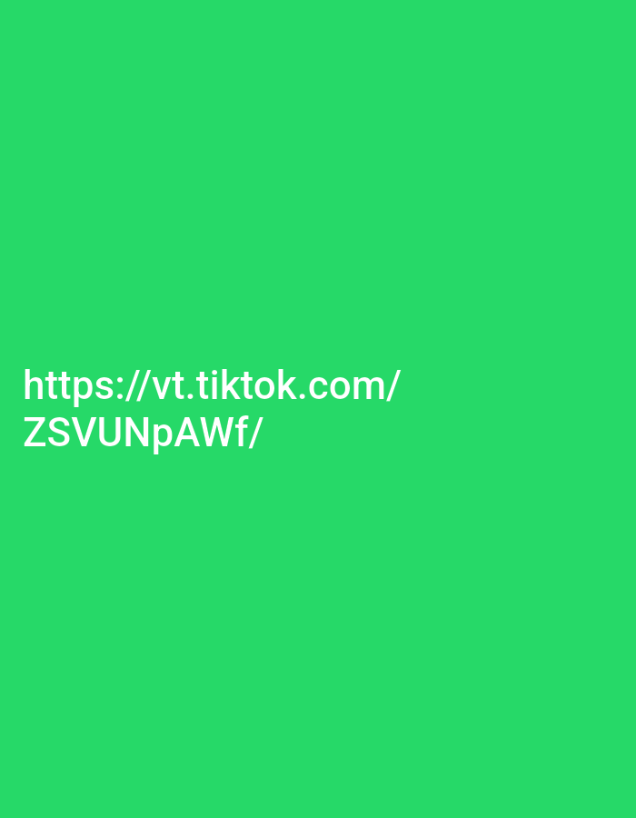 The image is a screen capture of a TikTok URL on a bright green background. The URL reads "https://vt.tiktok.com/ZSVUNpAWf/". There are no people, objects, actions, interactions, or environmental details present in the image to provide a description of a scene in Kampung Telaga Air, Malaysia.