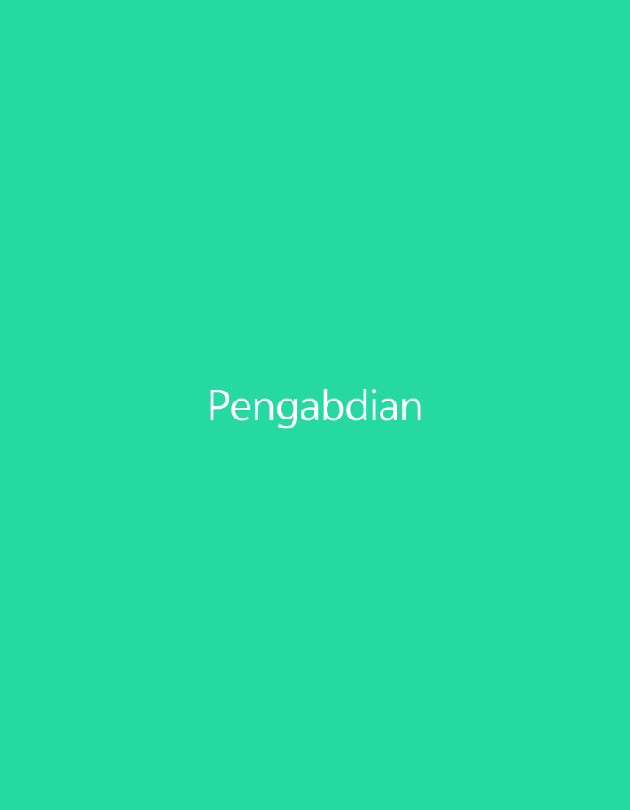 The image displays the word "Pengabdian" in white, sans-serif font, centered on a bright teal background. The word is positioned in the lower half of the image. There are no people, objects, or environmental features visible beyond the text and background. The term "Pengabdian" is an Indonesian word meaning "devotion," "dedication," or "service." It is not possible to determine the location in South Tangerang, Indonesia, from this image.