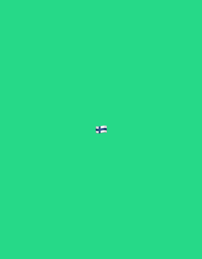 A small Finnish flag emoji is centered on a bright green background.