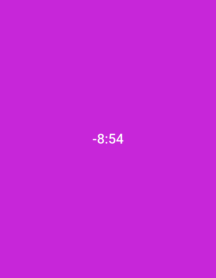 The image shows a solid magenta background with the white text "-8:54" centered horizontally and vertically. There are no people, objects, or environmental features present. The text appears to be a digital display or a timestamp. The location in the city of Umarevtsi, Bulgaria, is not discernible from the image content.