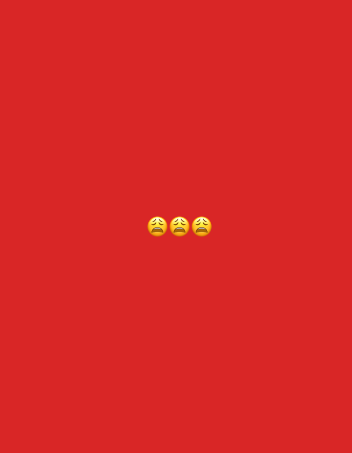 The image displays a plain red background with three sad-faced emojis horizontally aligned in the center. There is no visible indication of the city of Nowa Sól, Poland, within the image content.